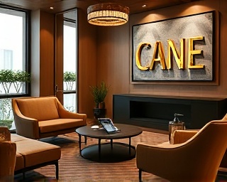 elegant agency branding, expressive, presenting new brand concepts, photorealistic, chic waiting area with designer furniture and art deco elements, highly detailed, digital presentations on tablets, high resolution, earthy tones, focused spotlighting, shot with a telephoto lens