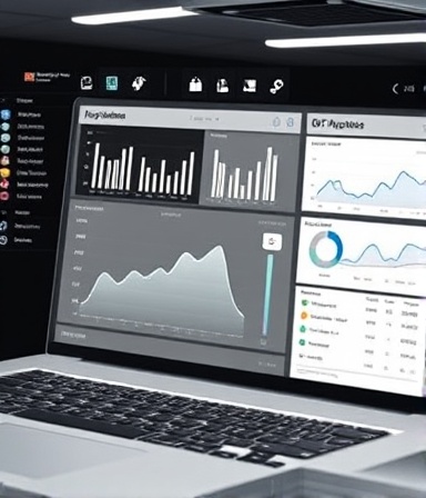 sophisticated email automation dashboard, analytical, optimizing settings, photorealistic, high-tech corporate environment, highly detailed, fluctuating data graphs, 8k resolution, monochrome scheme, focused lighting, shot with an 85mm lens.